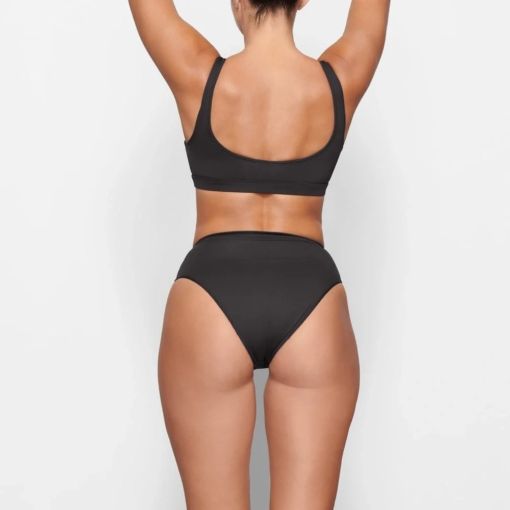 SKIMS SIGNATURE SWIM MID WAIST BOTTOM ONYX SIZE M And S